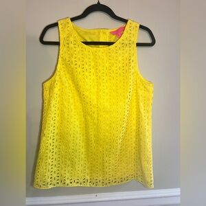 Yellow Eyelet Sleeveless Top